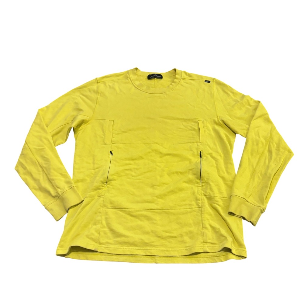 Stone Island Mens Yellow Shadow Project Crew Neck Sweatshirt Zip Pockets XL
